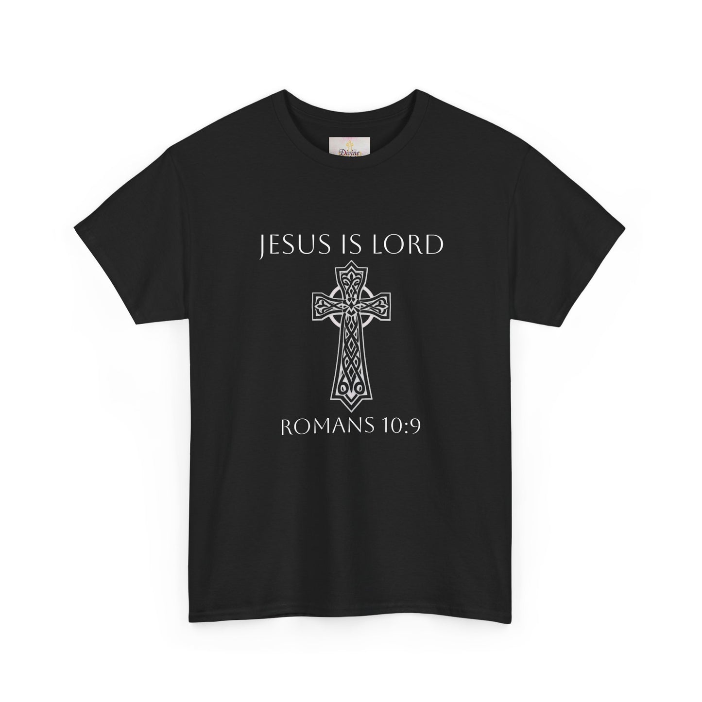 Women's Jesus is Lord Christian T-Shirt – Modern Cross Design (White Lettering)