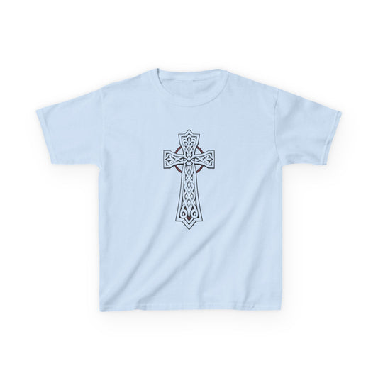 Boys' Heavy Cotton Celtic Cross T-Shirt – Bold Faith & Lasting Strength