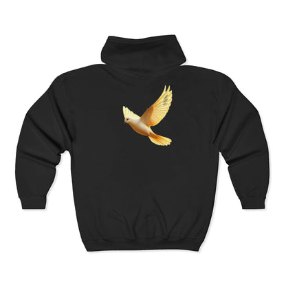 Peaceful Spirit Women's Zip-Up Hoodie with Dove in Flight Design