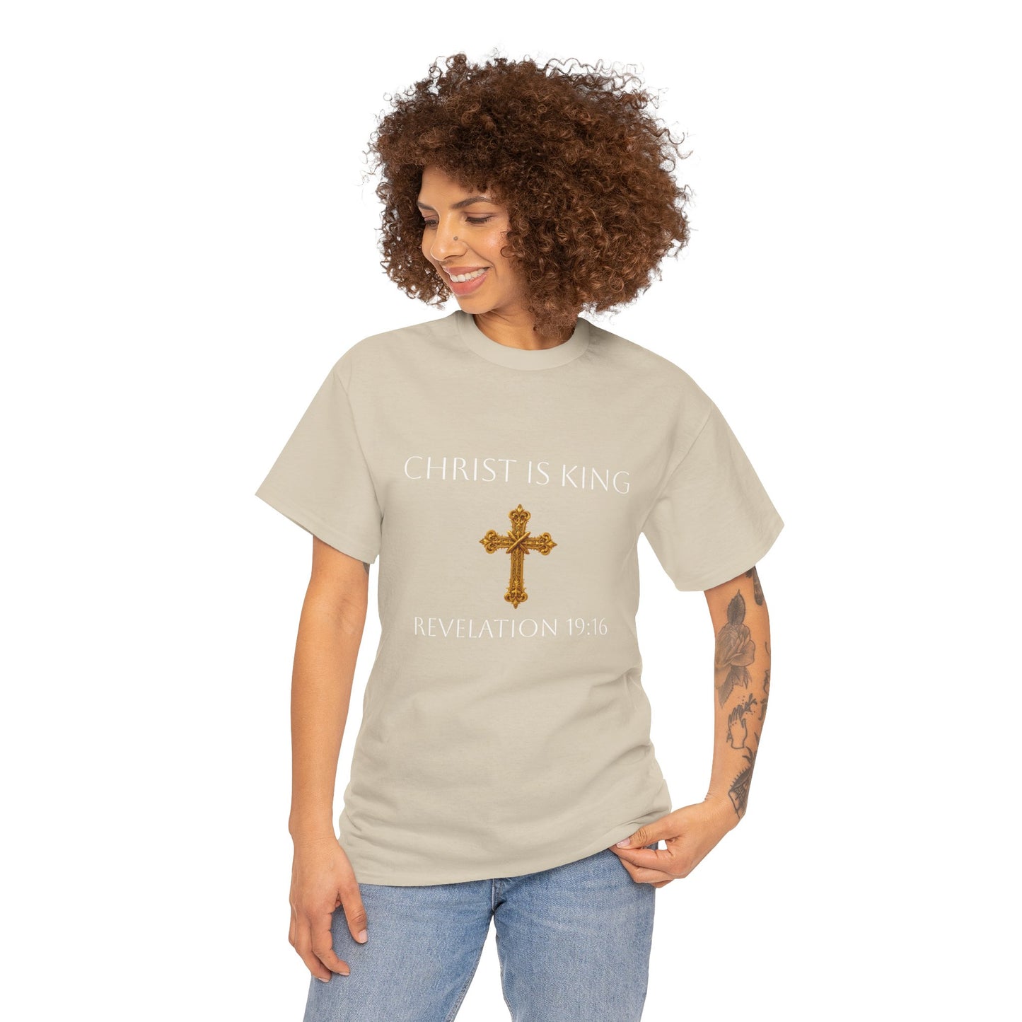 Christ is King Women’s Christian Tee (White Lettering)