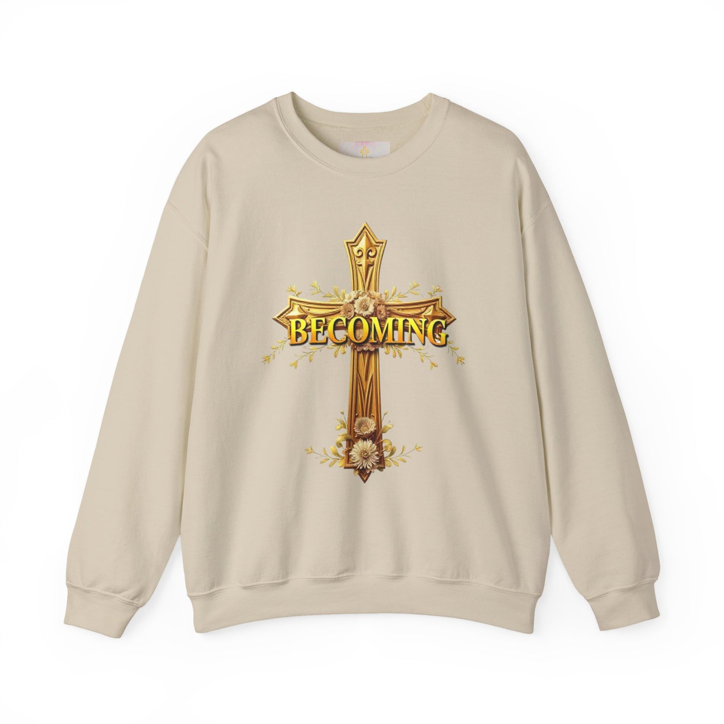 Becoming Women’s Faith Sweatshirt – Dark Lettering (1 Corinthians 15:49)