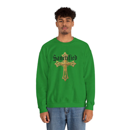 Sanctified Men's Gothic Cross Sweatshirt – Bold Christian Comfort