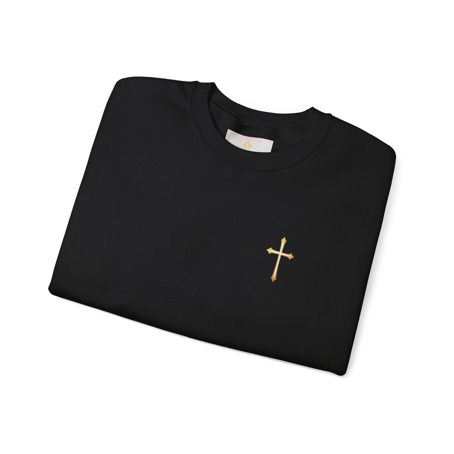Men’s Elegance w/ Gold Cross Sweatshirt – Subtle Christian Faith Apparel