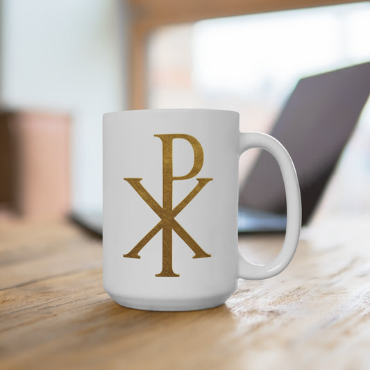 Gold Chi Rho Christian Symbol Ceramic Mug – 11 oz & 15 oz