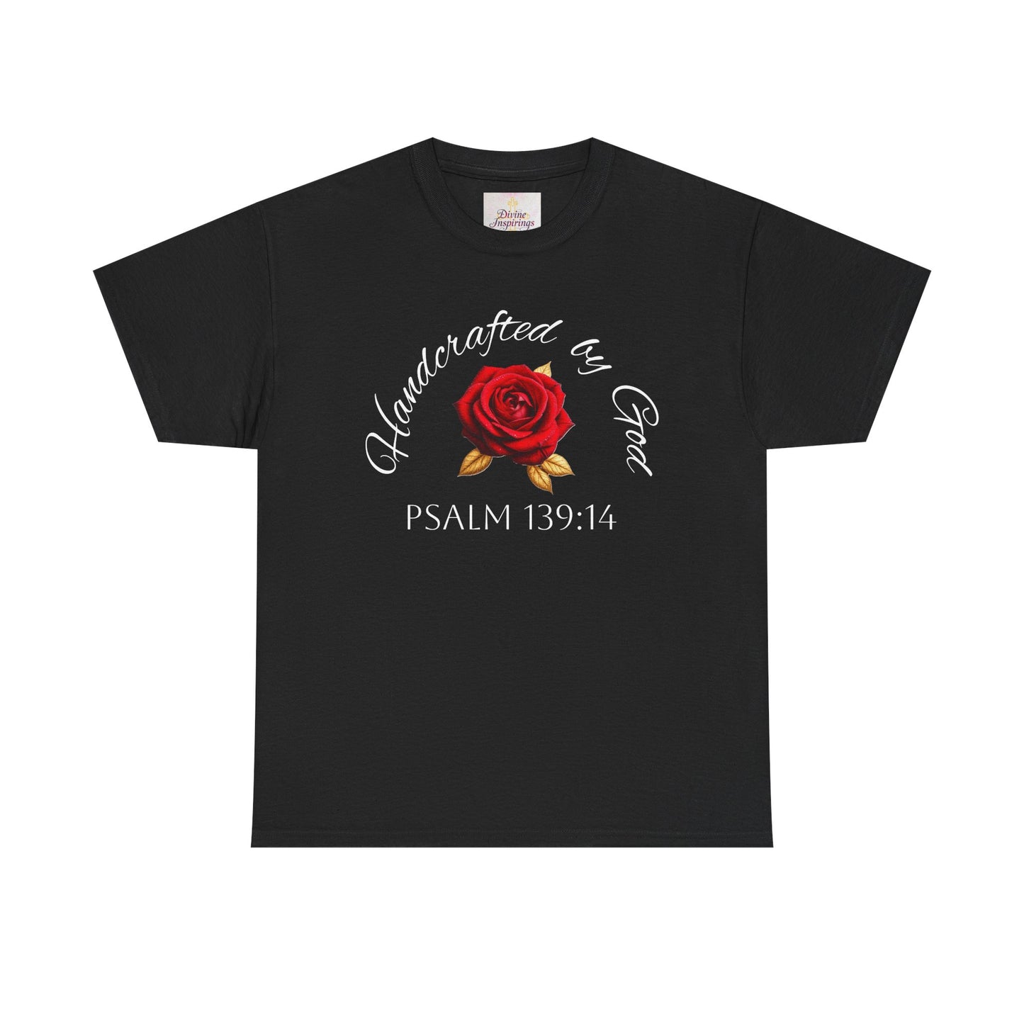 Handcrafted by God (Rose) - Woman's Christian T-Shirt (White Lettering)