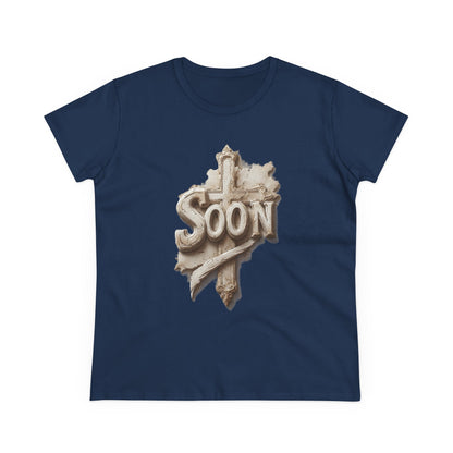 “Soon” Cross Women’s Christian Tee – Bold Faith Made Beautiful