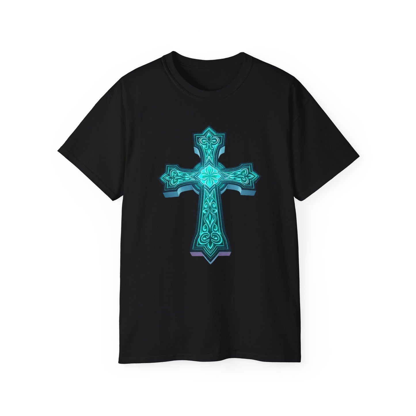 Men’s Beacon of Faith Tee – Luminous Cross Christian T-Shirt