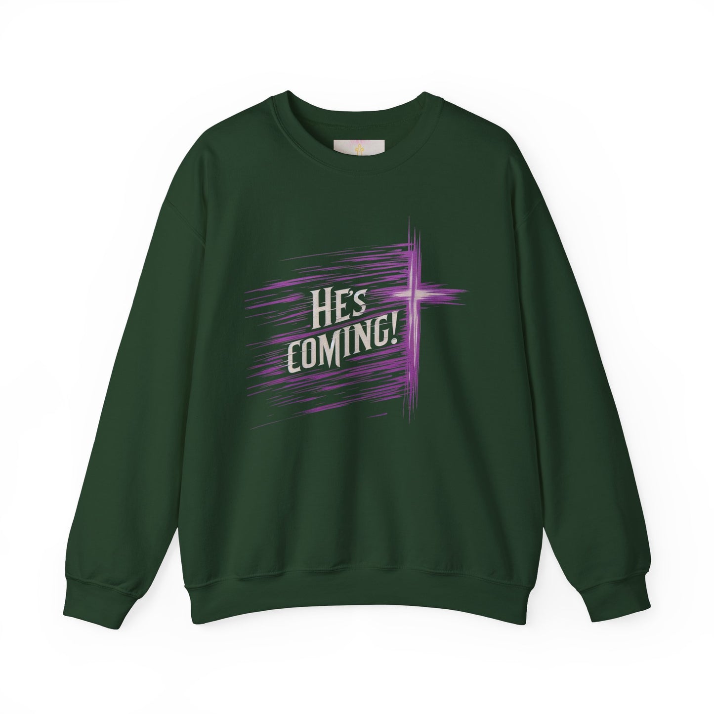 Hope in His Return – Women’s Christian Crewneck Sweater Featuring “He’s Coming”
