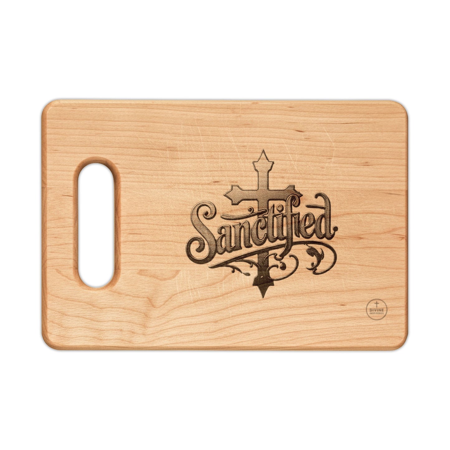 Sanctified in Christ — Inspirational Cross Cutting Board