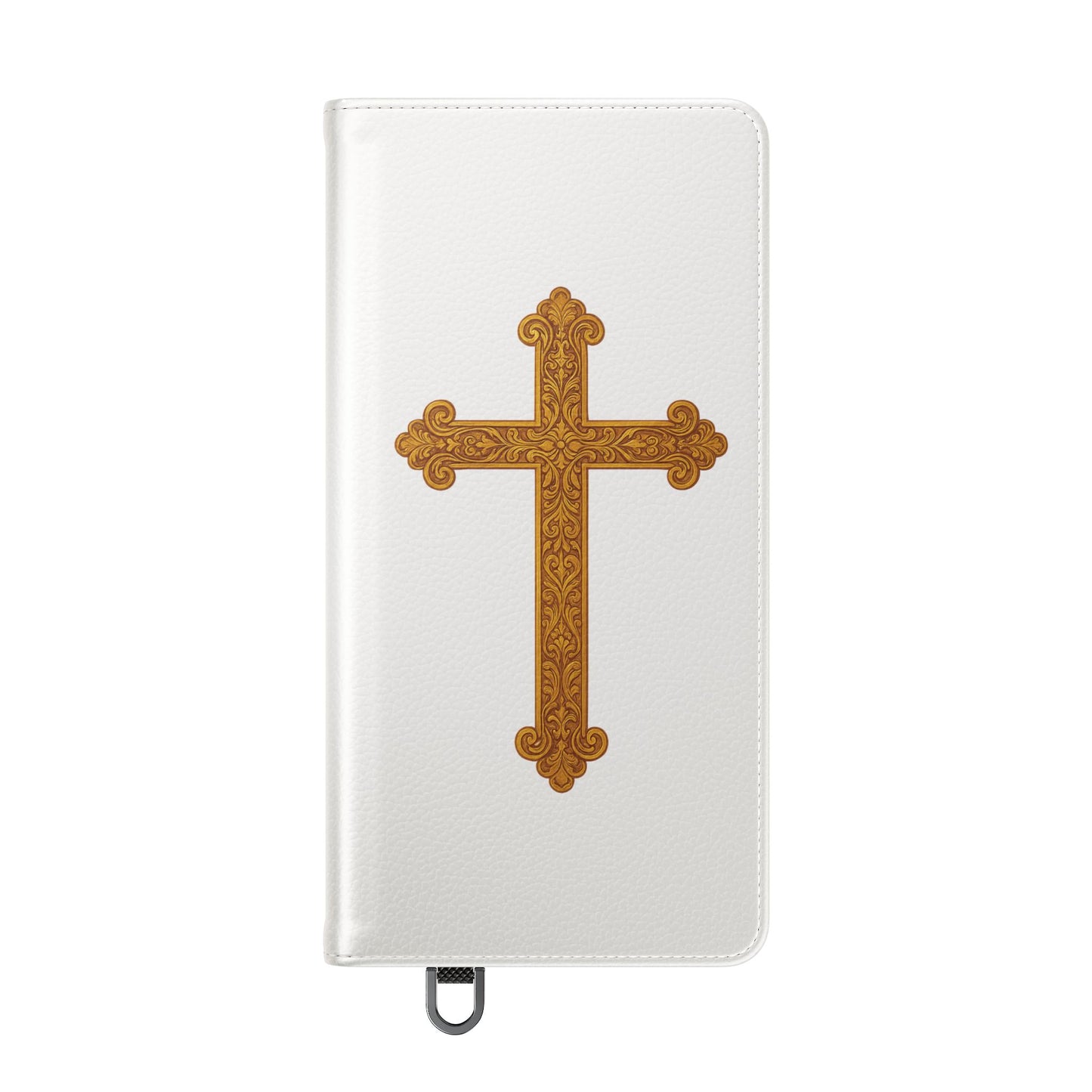 White with Gold Cross & 1 Corinthians 1:18 - Samsung Flip/Wallet Phone Case