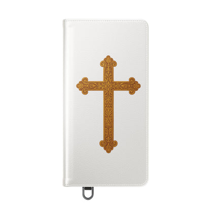 White with Gold Cross & 1 Corinthians 1:18 - Samsung Flip/Wallet Phone Case