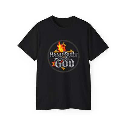 Men’s “Hand Built By God” Christian T-Shirt – Faith-Inspired Statement Tee