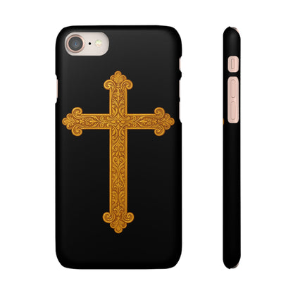 Black iPhone Snap Case – Gold Cross Design