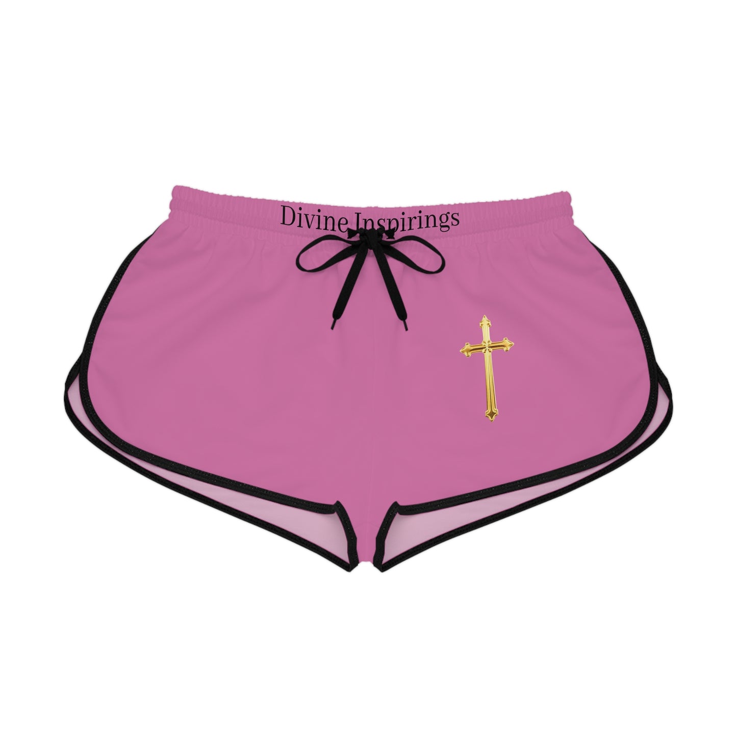 Golden Grace Women's Shorts in Pink with Gold Cross Design