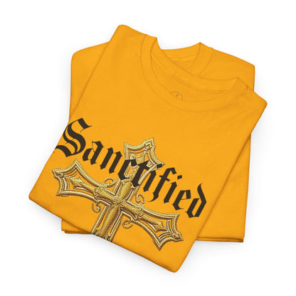 Sanctified Men's Gothic Cross T-Shirt – Faith in Bold Elegance