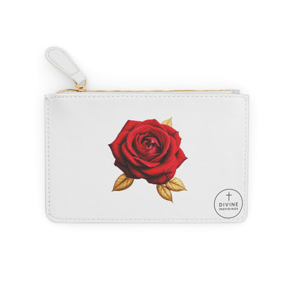 “Rose of Grace” | Women’s Mini Clutch – Red Rose Elegance