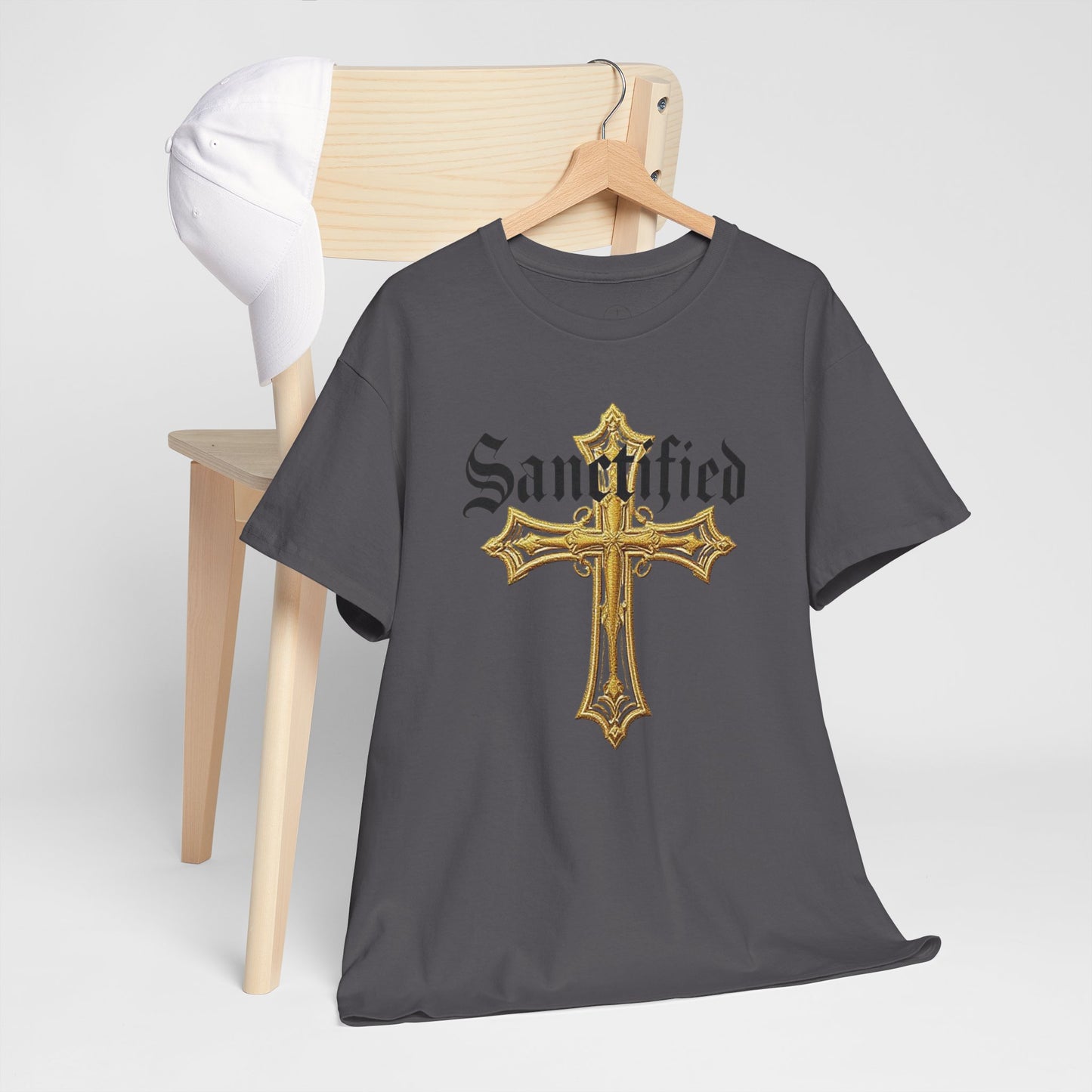 Sanctified Men's Gothic Cross T-Shirt – Faith in Bold Elegance