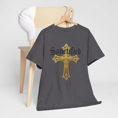 Sanctified Men's Gothic Cross T-Shirt – Faith in Bold Elegance