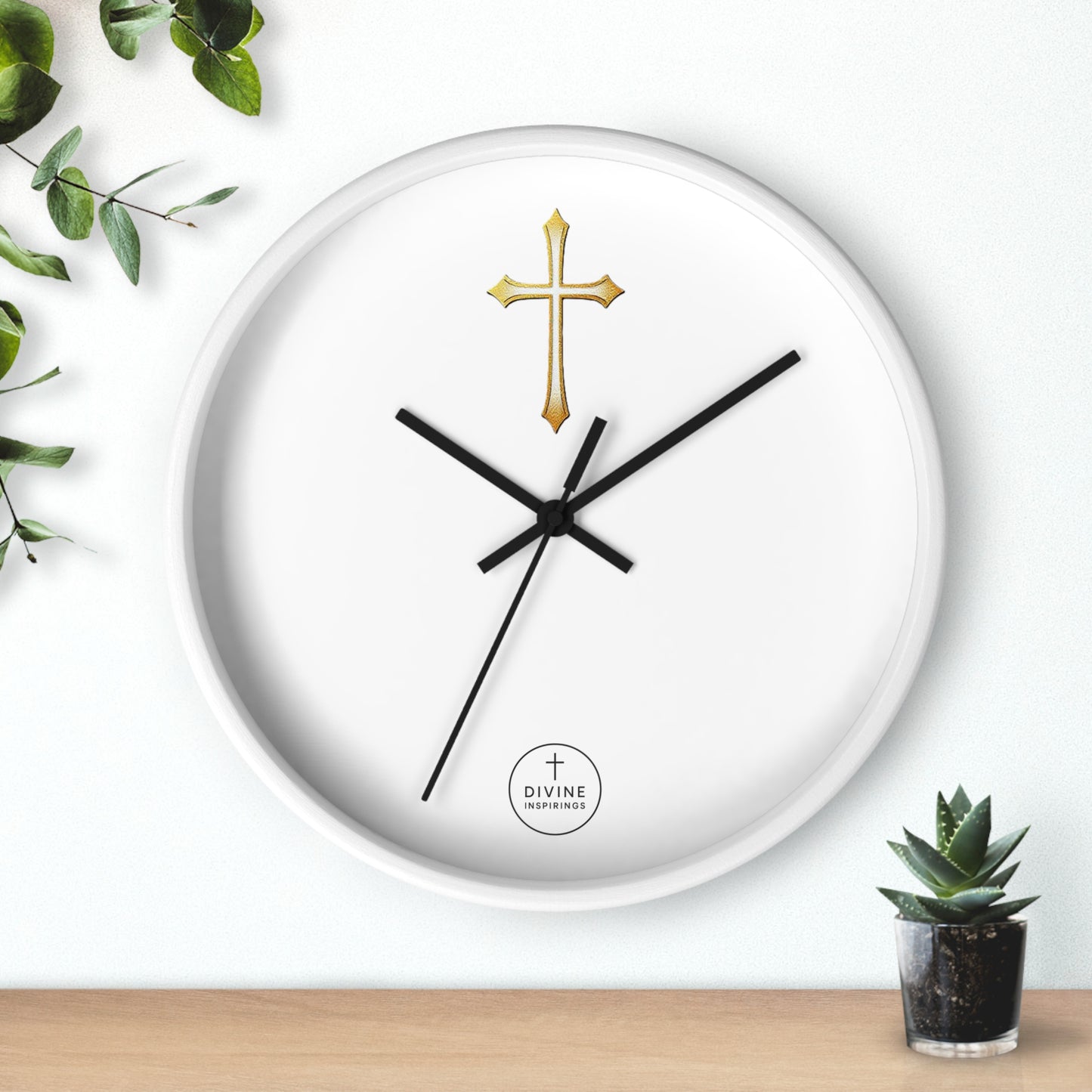 Stunning Gold Cross Wall Clock – Elegant Christian Home Decor