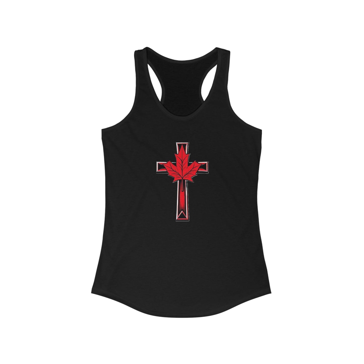 Women’s Faith & Patriot Racerback Tank | Cross and Maple Leaf Design