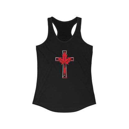 Women’s Faith & Patriot Racerback Tank | Cross and Maple Leaf Design