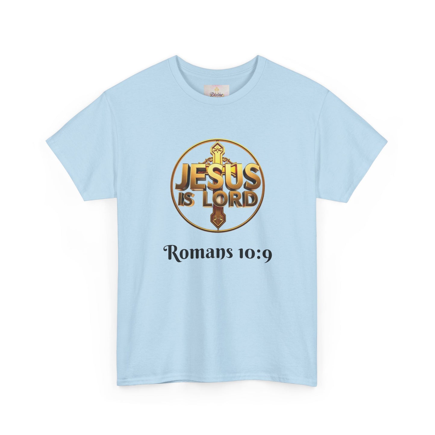 Men’s Romans 10:9 Christian T-Shirt – Jesus Is Lord & He Is Risen (Dark Lettering)