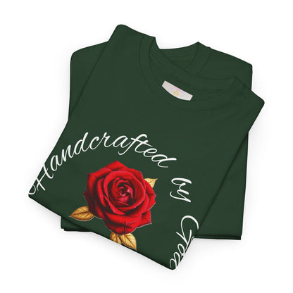 Handcrafted by God (Rose) - Woman's Christian T-Shirt (White Lettering)