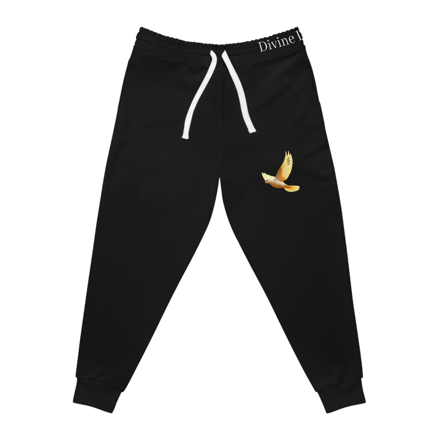 Peaceful Spirit Women's Jogging Pants in Black with Dove in Flight Design