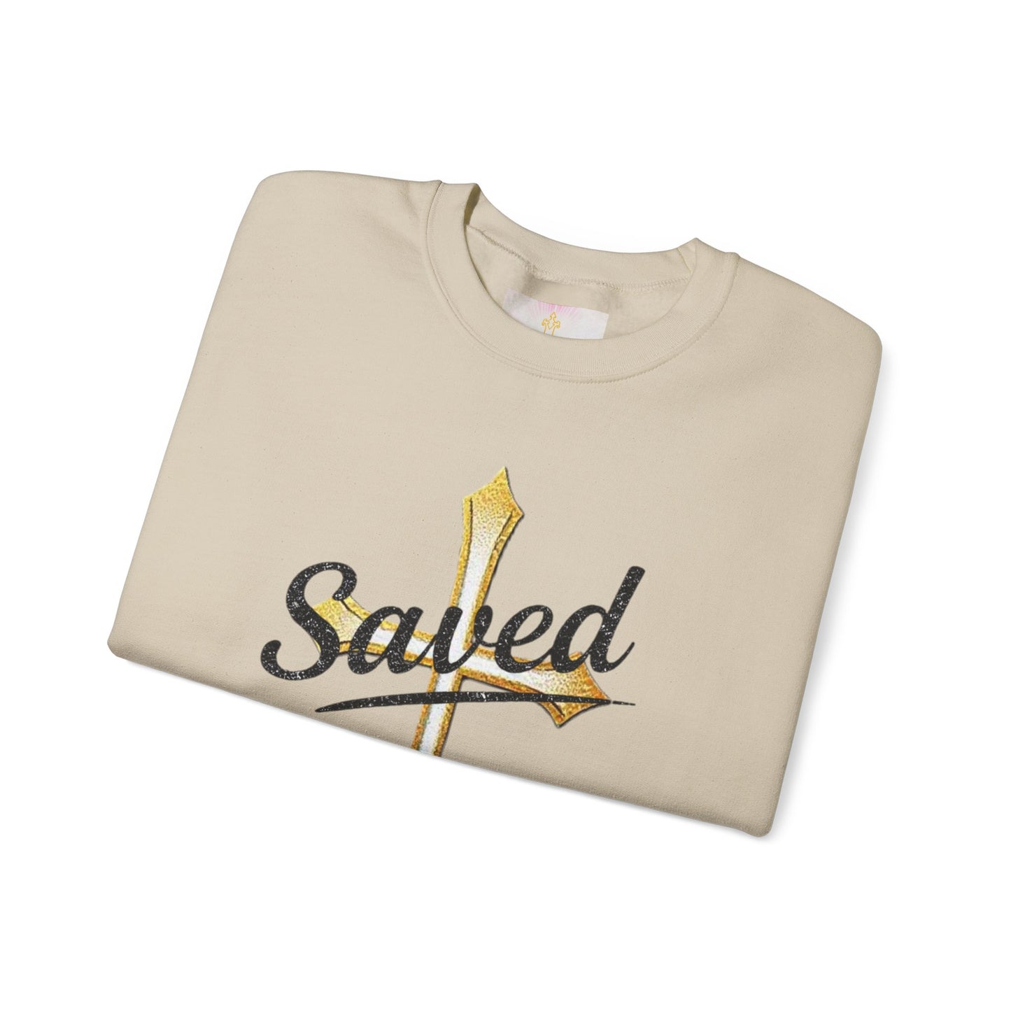 Saved Men's Sweatshirt – Christian Faith Apparel with Cross Design