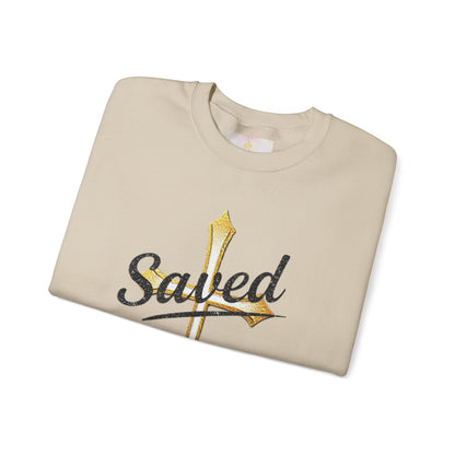 Saved Men's Sweatshirt – Christian Faith Apparel with Cross Design