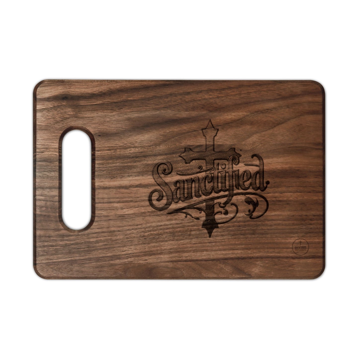 Sanctified in Christ — Inspirational Cross Cutting Board