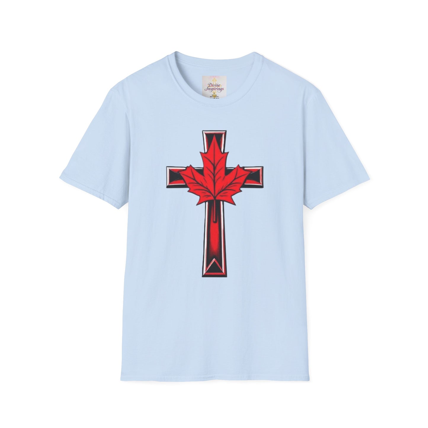 Faith and Freedom – Women’s Christian T-Shirt with Maple Leaf Cross