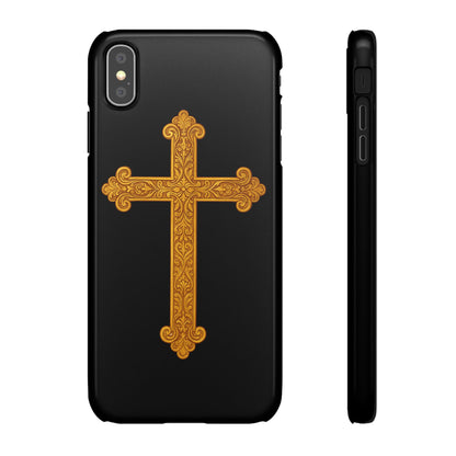 Black iPhone Snap Case – Gold Cross Design