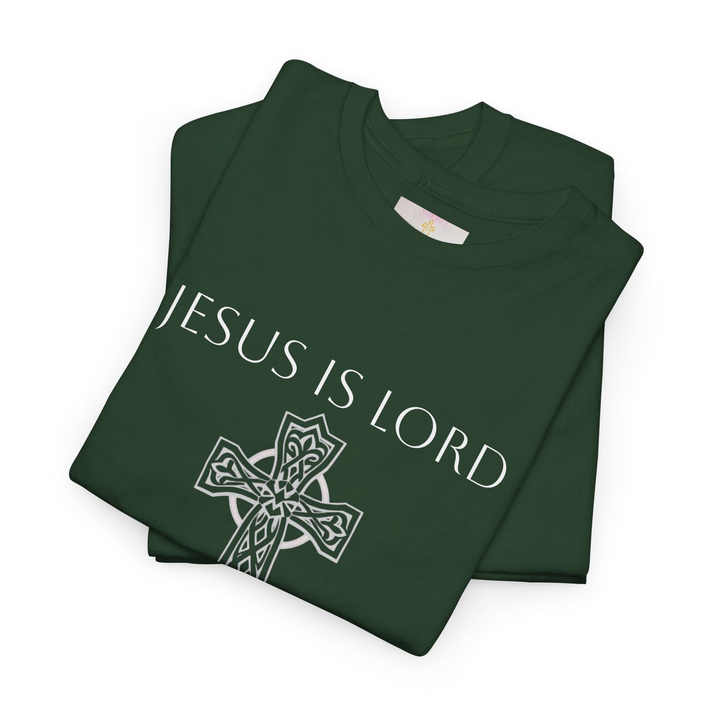 Women's Jesus is Lord Christian T-Shirt – Modern Cross Design (White Lettering)
