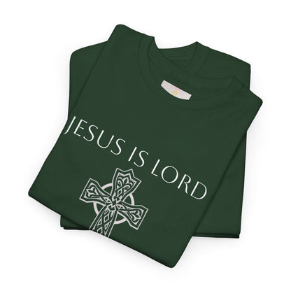 Women's Jesus is Lord Christian T-Shirt – Modern Cross Design (White Lettering)