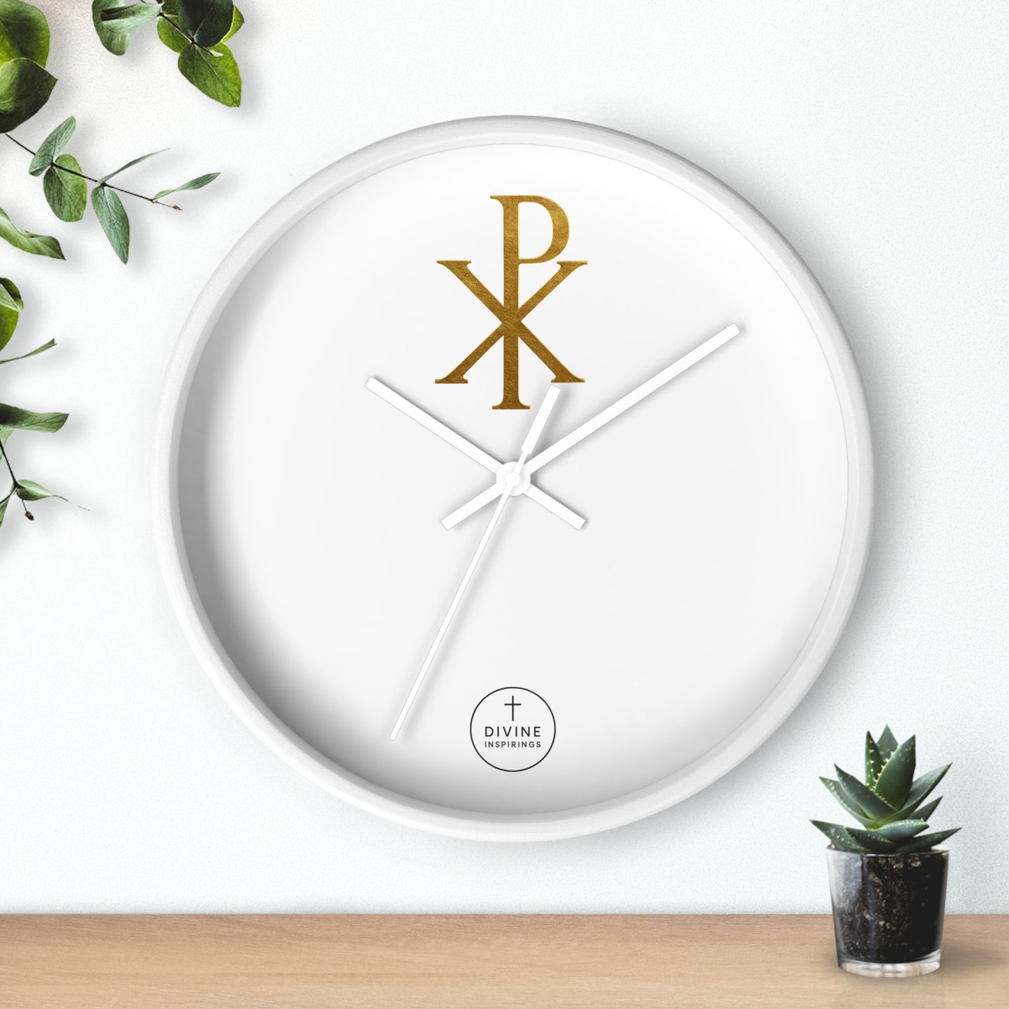 Gold Chi Rho Wall Clock – Elegant Christian Symbol Decor