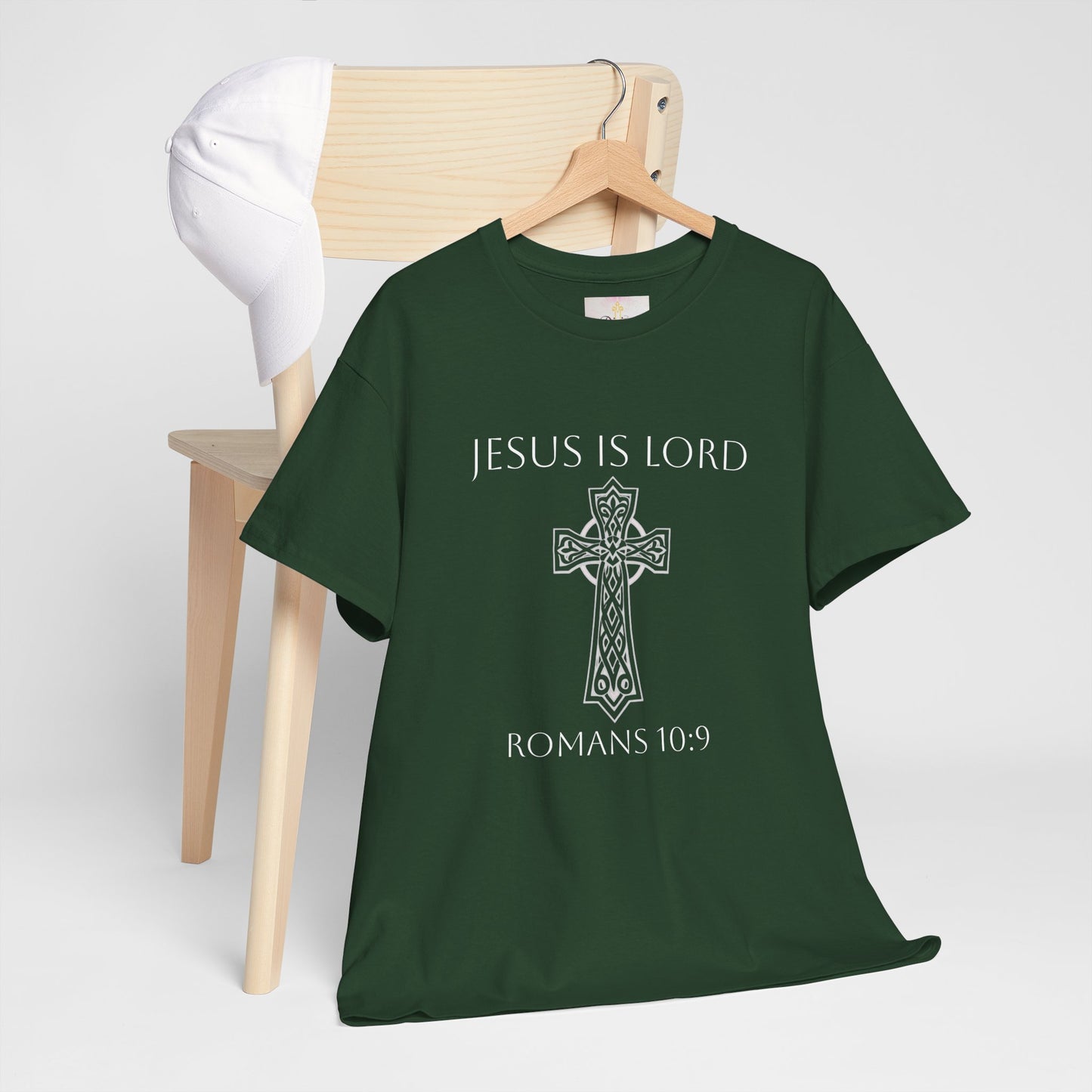 Women's Jesus is Lord Christian T-Shirt – Modern Cross Design (White Lettering)