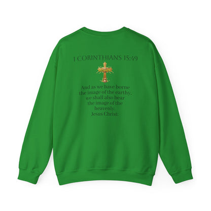 Becoming Women’s Faith Sweatshirt – Dark Lettering (1 Corinthians 15:49)
