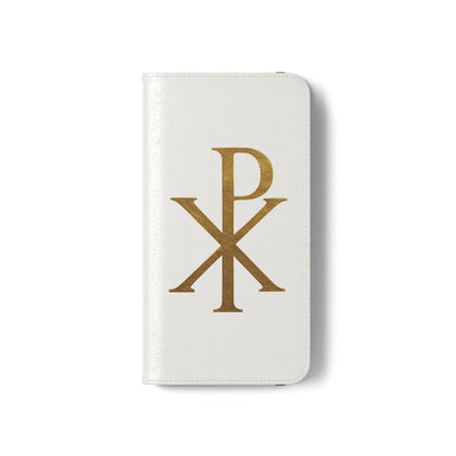 White Chi Rho Folding Case for iPhone – Faith in Every Step