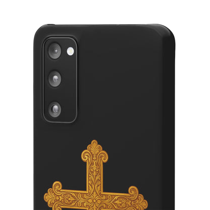 Black Samsung Snap Case – Gold Cross Design
