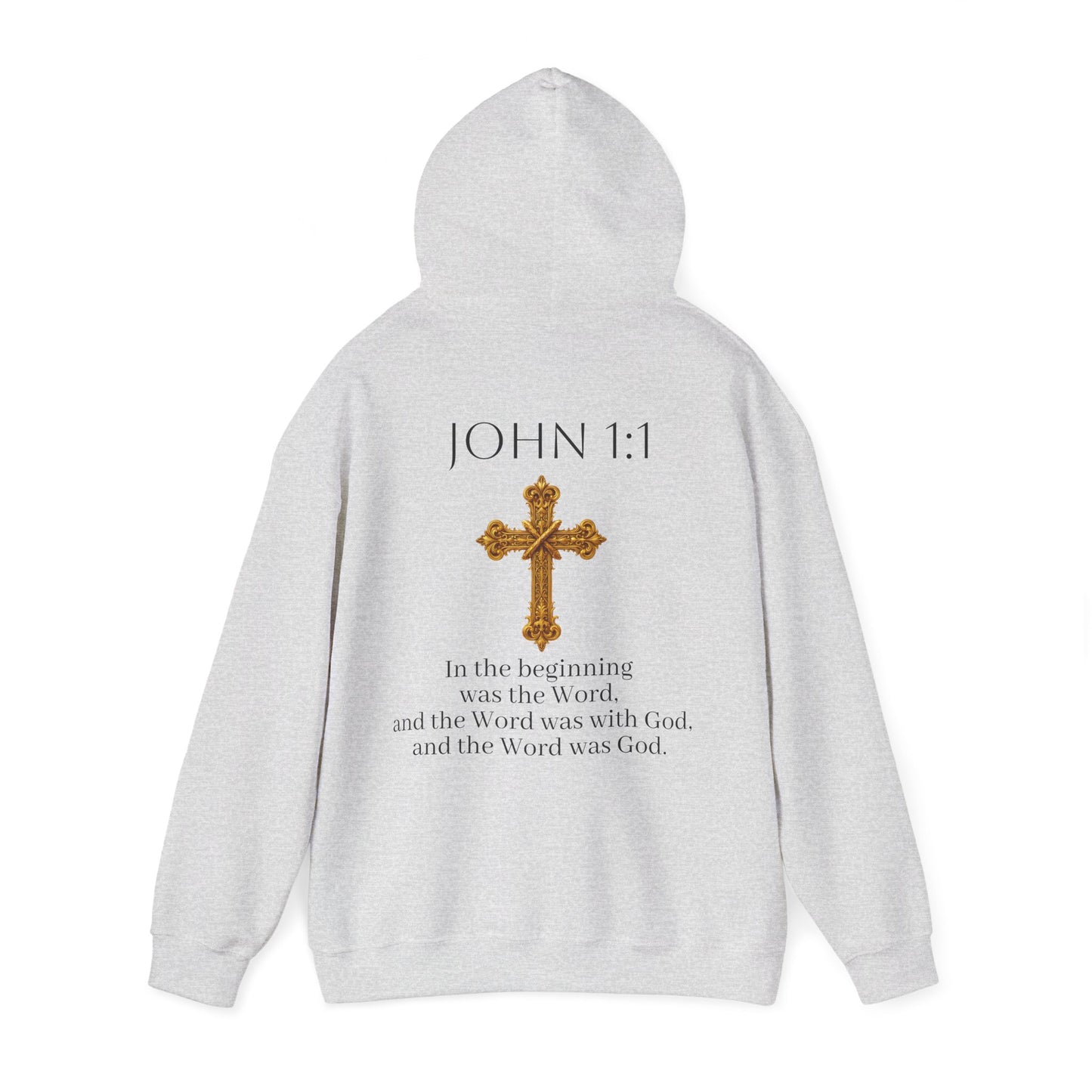 “The Word Eternal” – Women’s Christian Hoodie with Bold Dark Lettering (John 1:1)