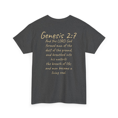 Formed from the Dust | Men’s Christian T-Shirt with Genesis 2:7 (Light Lettering)