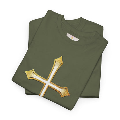 Men’s Gold Cross Tee – Christian Faith-Inspired Apparel