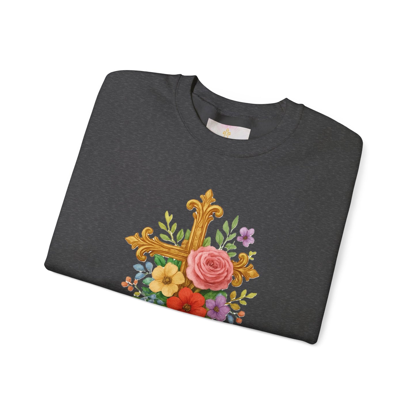 Floral Cross Women’s Sweatshirt – Grace in Full Bloom