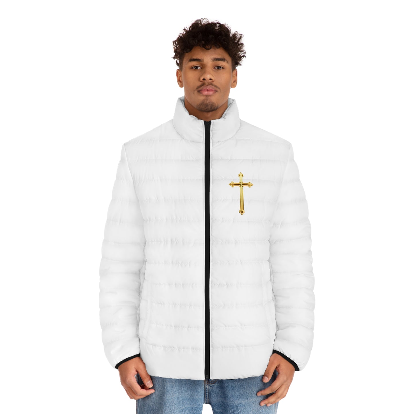 Fortified Light Men’s Puffer Jacket – Gold Cross Crest