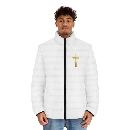 Fortified Light Men’s Puffer Jacket – Gold Cross Crest