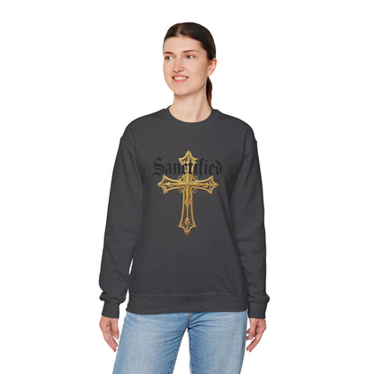 Sanctified Women's Gothic Cross Sweatshirt – Elegant Faith Wear