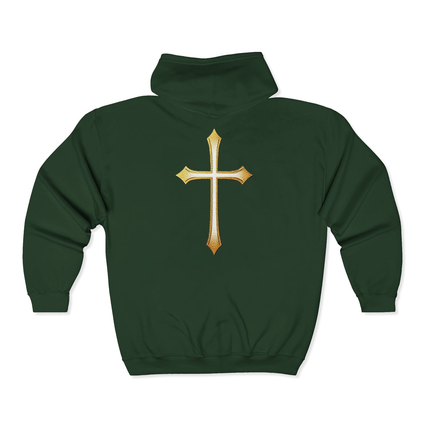 Men’s Modern Gold Cross Zip-Up Hoodie – Everyday Comfort with Faith