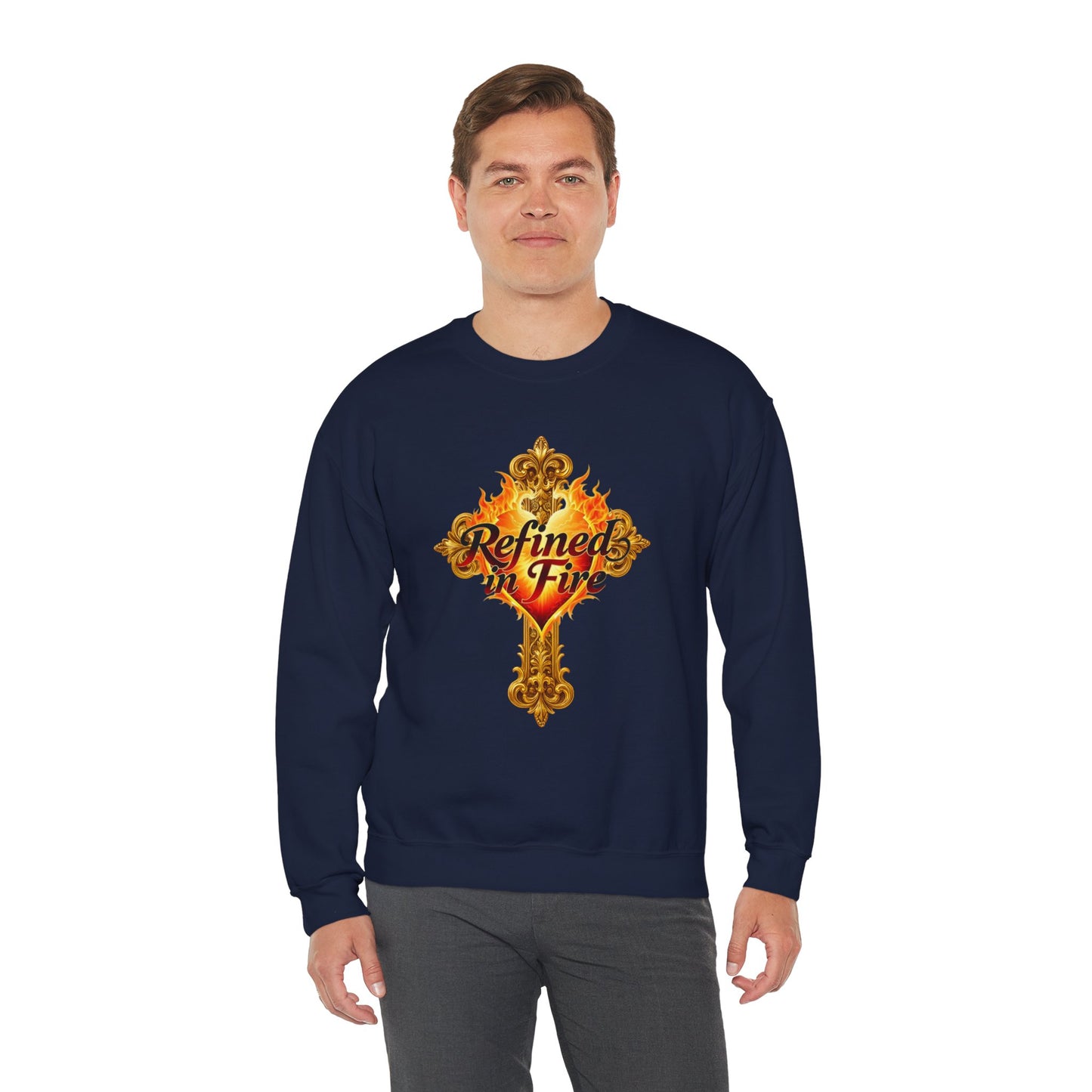 Refined in Fire - Men's Ornate Christian Sweatshirt