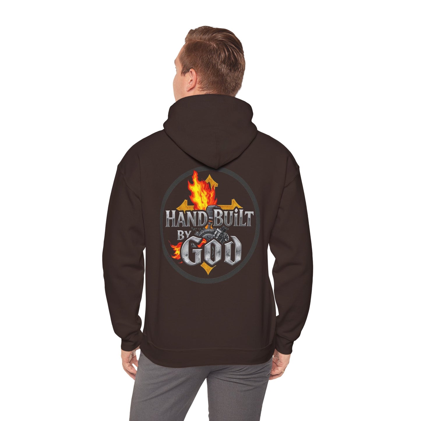 Men’s “Hand Built By God” Christian Hoodie – Bold Faith Identity Pullover